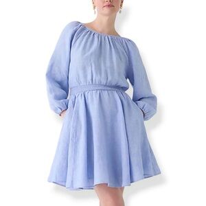 J. Crew Palmero Smocked 100% Linen Dress Size S